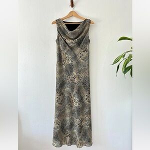 Vintage Cowl Neck‎ Animal Print Dress